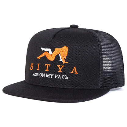 Unisex Sitya Letter Embroidery Hip-Hop Net Hats Spring Summer Outdoor Adjustable Casual Baseball