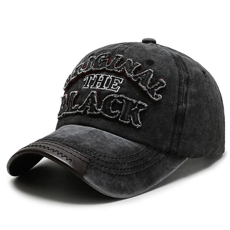 New Cotton Coated Outdoor Sports Wash Baseball Cap Embroidery Patch Black Letter Sunscreen Sunshade Hat Spring And Autumn
