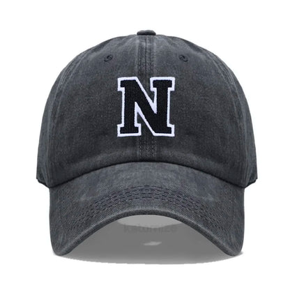 Initial Letter A-Z Embroider Baseball Cap Men Womne Washed Cotton Dad Hat Team Sport Visors Snapback