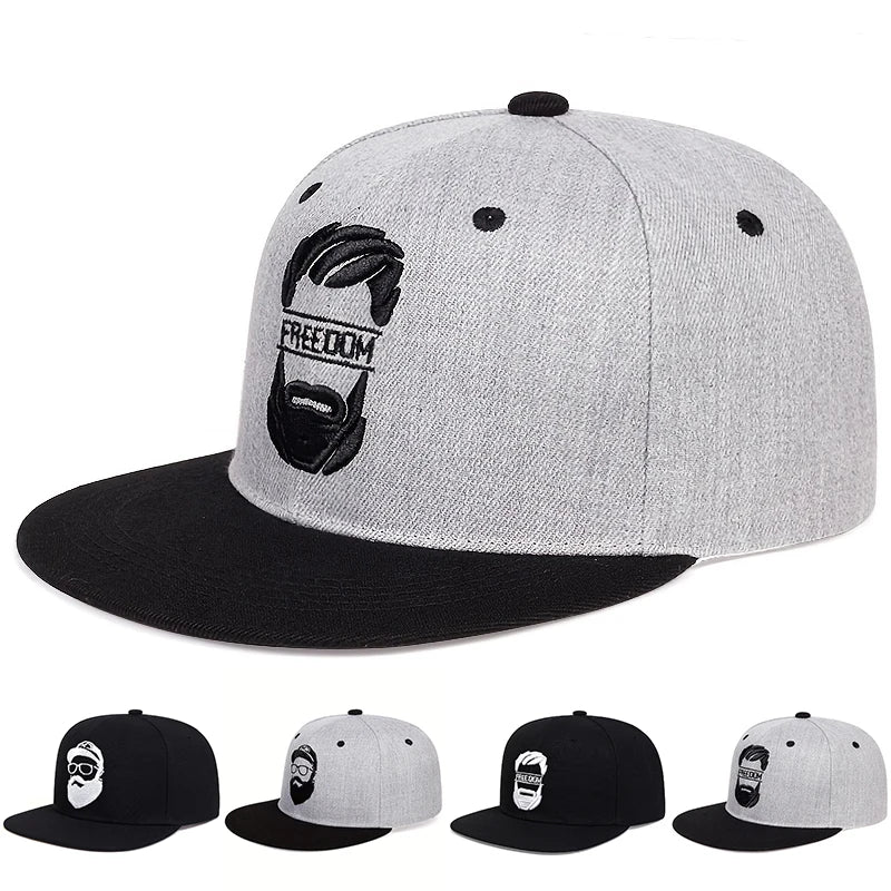 Unisex Uncle Beard Embroidery Hip-Hop Hats Spring Autumn Adjustable Casual Snapback Baseball Caps
