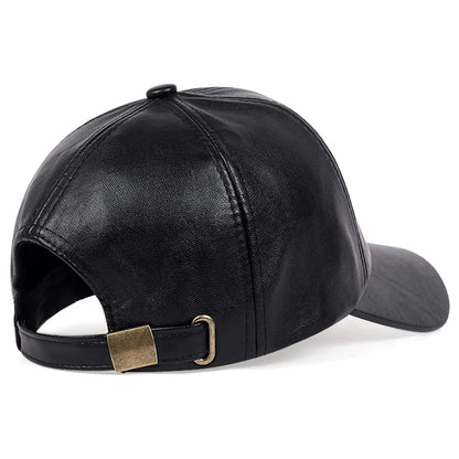 Men Vintage Adjustable Baseball Cap Pu Leather Snapback Hat Para Hombre Mens Trucker Caps Dad Winter