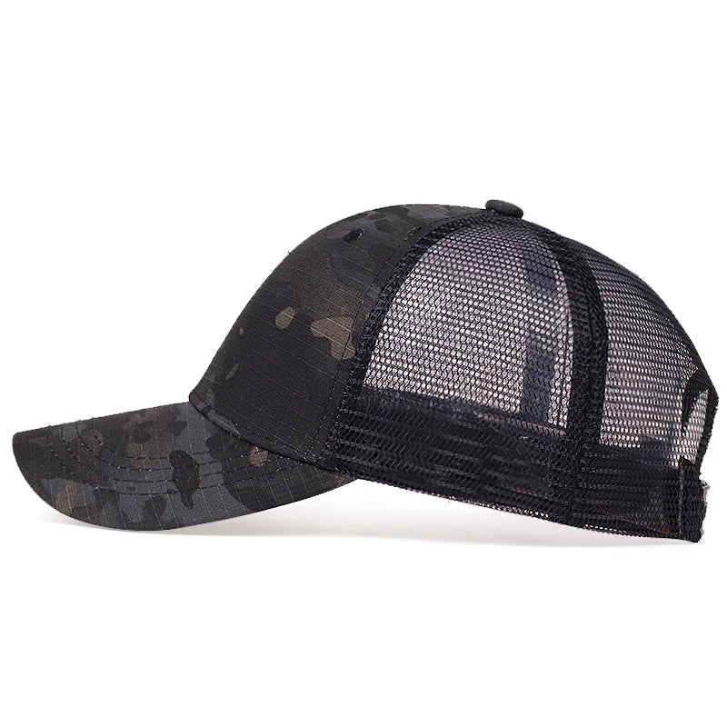 Mesh Summer Sun Hat Caps Men Women Adjustable Baseball Cap Trucker Hats Camouflage Jungle Tactical