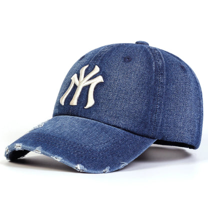 Unisex Letter Embroidery Hole Denim Baseball Caps Spring Autumn Outdoor Adjustable Casual Hats
