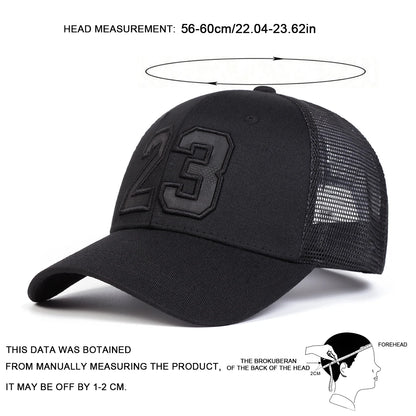 Unisex 23 Embroidery Baseball Net Caps Hip Hop Cap Spring Summer Outdoor Adjustable Casual Hats