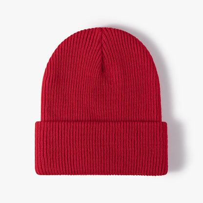 Women Men Autumn Winter Warm Beanie Hat Solid Color Lady Male Stretch Knitted Crochet Beanies Cap