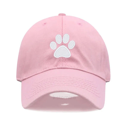 Dog Paw Embroidered Baseball Cap Women Men Adjustable Washed Cotton Dad Hat Unisex Classic Golf Caps
