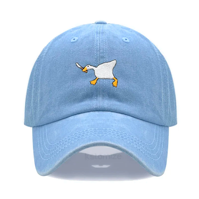 Unisex Dad Hat Embroidered Goose Pattern Fashionable Style Duckbill Cap Men Women