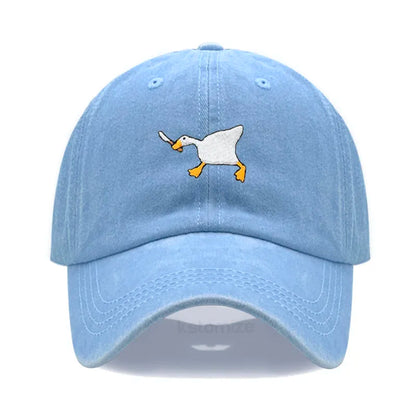 Unisex Dad Hat Embroidered Goose Pattern Fashionable Style Duckbill Cap Men Women