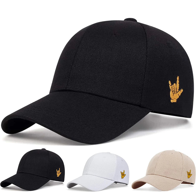 Unisex Side Finger Embroidery Baseball Caps Spring Autumn Outdoor Adjustable Casual Hats Hip Hop Hat