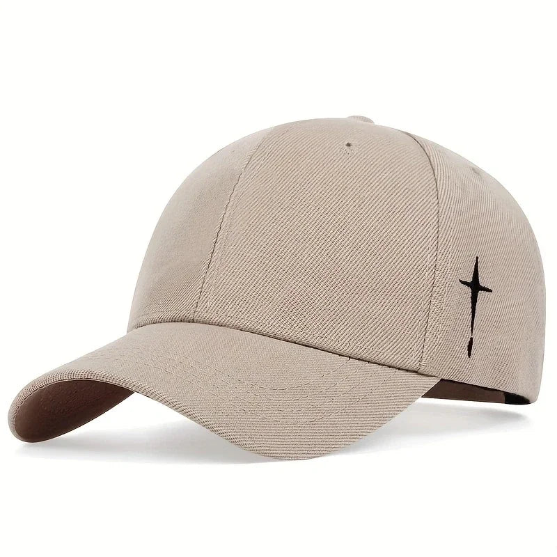 Unisex Simple Cross Embroidery Baseball Caps Spring Autumn Outdoor Adjustable Casual Hats Sunscreen