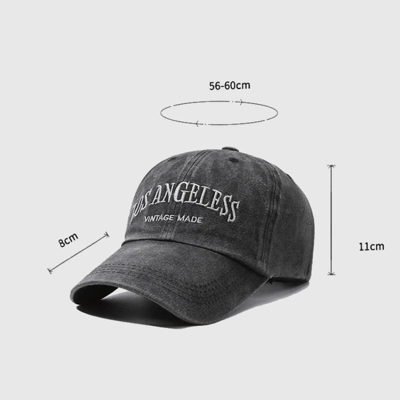Vintage Distressed Los Angeless Embroidered Baseball Cap Soft Crown Adjustable Streetwear Unisex Hat