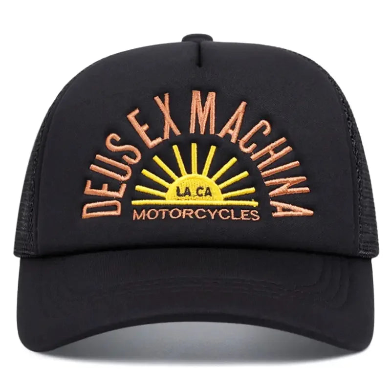 Outdoor Unisex Embroidered Letters Baseball Hats Color Block Sunshade Mesh Breathable Trucker Caps