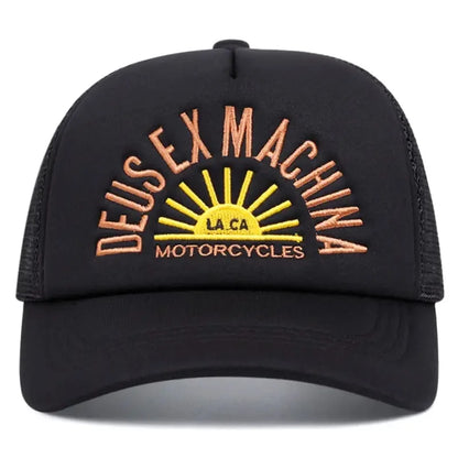 Outdoor Unisex Embroidered Letters Baseball Hats Color Block Sunshade Mesh Breathable Trucker Caps