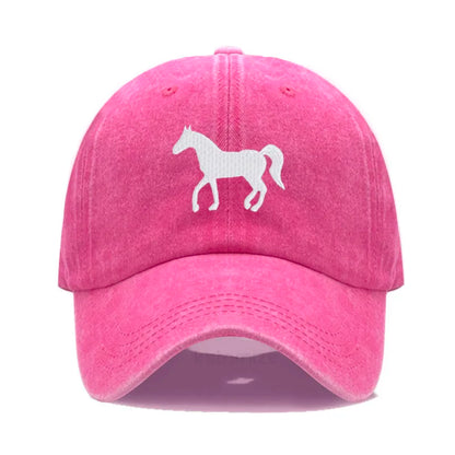 Horse Embroidered Baseball Cap Women Men Adjustable Washed Cotton Dad Hat Unisex Classic Golf Caps