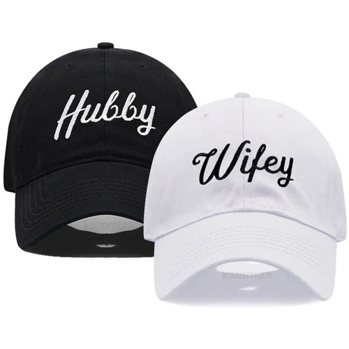 Embroidered Wifey Hubby Hat Soft Cotton Adjustable Couple Baseball Cap Men Women Wholesale
