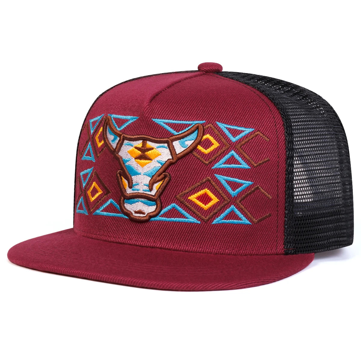 Unisex Ox Head Embroidery Hip-Hop Net Hats Spring Summer Outdoor Adjustable Casual Baseball Caps