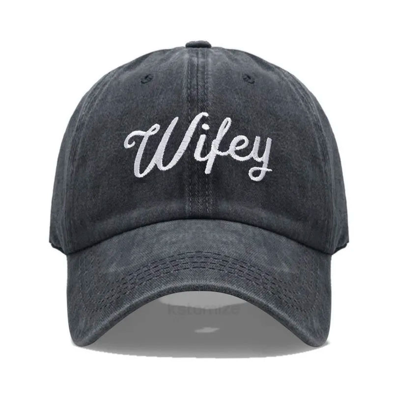 Embroidered Wifey Hubby Hat Soft Cotton Adjustable Couple Baseball Cap Men Women Wholesale