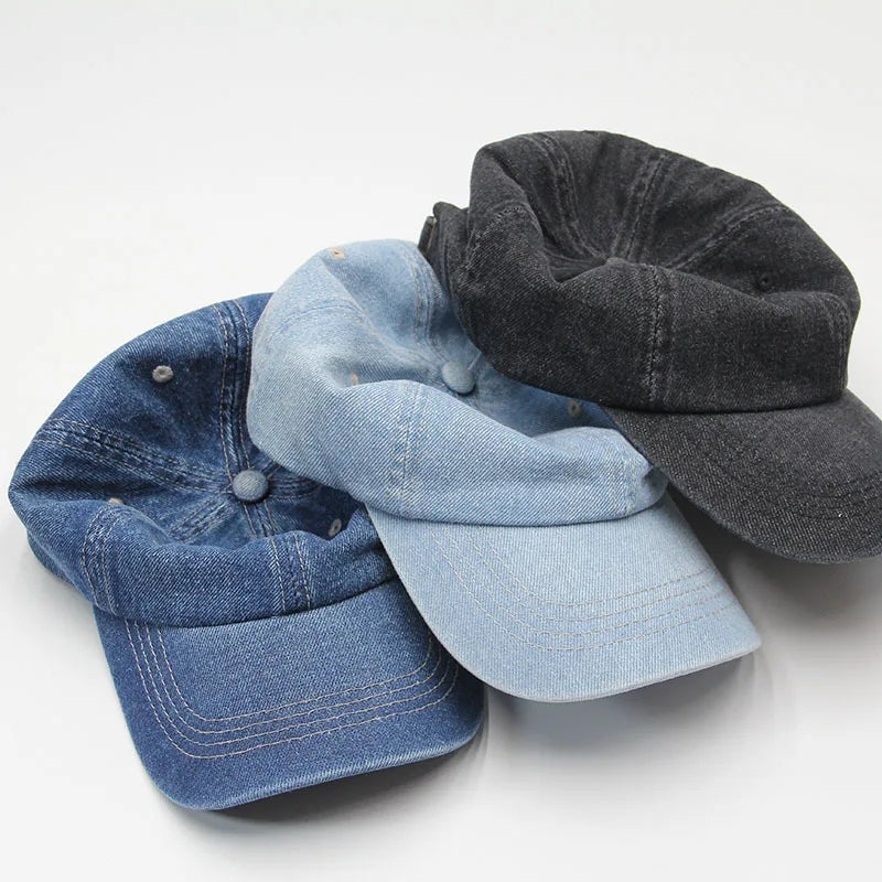 55-58cm Denim Cotton Baseball Cap Cowboy Jean Hat Dad Trucker Outdoor Sport Adjustable Snapback Men