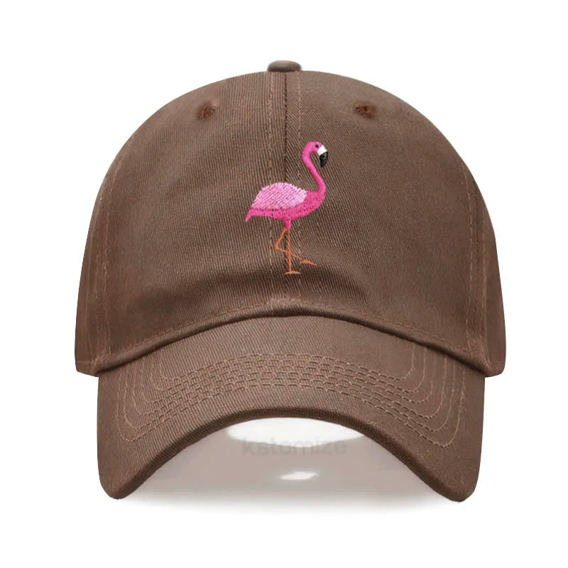 Animal Embroidery Flamingo Baseball Caps Men Women Retro Soft Washed Cotton Dad Hat Snapback Cap