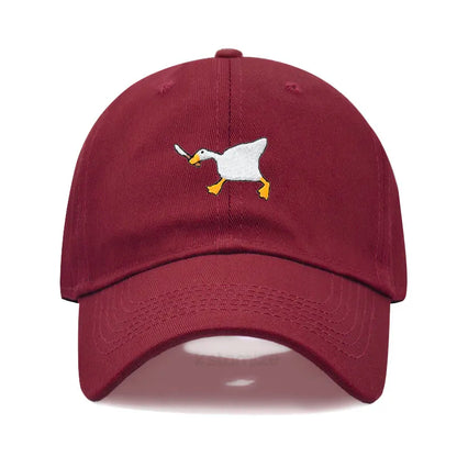 Unisex Dad Hat Embroidered Goose Pattern Fashionable Style Duckbill Cap Men Women