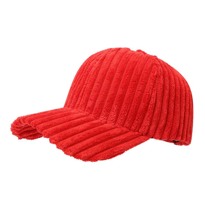Winter Warm Corduroy Baseball Caps Men Women Solid Color Kpop Retro Adjustable Snapback Hats Trucker