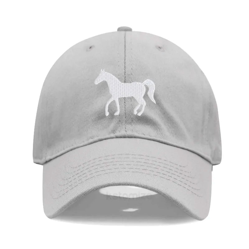 Horse Embroidered Baseball Cap Women Men Adjustable Washed Cotton Dad Hat Unisex Classic Golf Caps