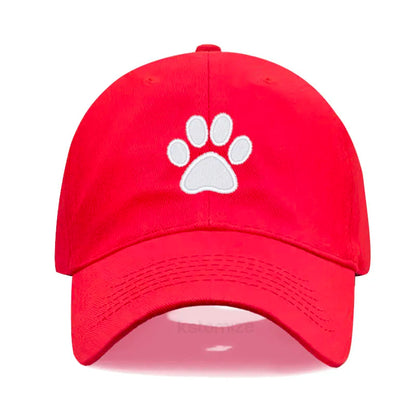 Dog Paw Embroidered Baseball Cap Women Men Adjustable Washed Cotton Dad Hat Unisex Classic Golf Caps