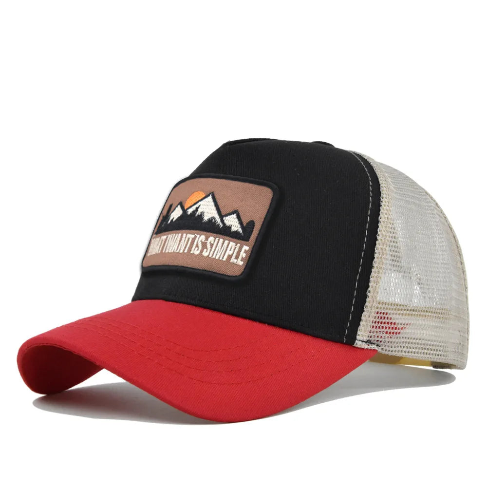 Brand Letter Mesh Breathable Hat Women Men Embroidery Baseball Cap Snapback Sunshade Outdoor Sunhat