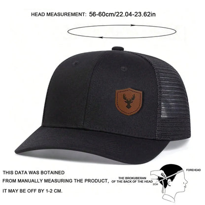 Unisex Deer Antlers Leather Label Baseball Net Caps Spring Summer Outdoor Adjustable Casual Hats Hip