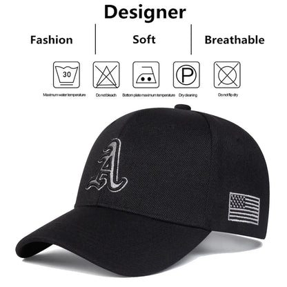 Unisex Letter Embroidery Side American Flag Baseball Cap Spring Autumn Outdoor Adjustable Casual Hat