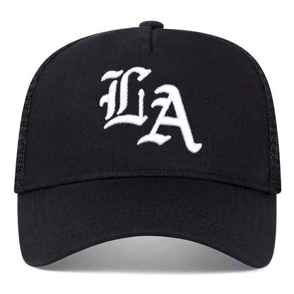 Unisex La Letter Embroidery Baseball Net Caps Hip Hop Cap Spring Summer Outdoor Adjustable Casual