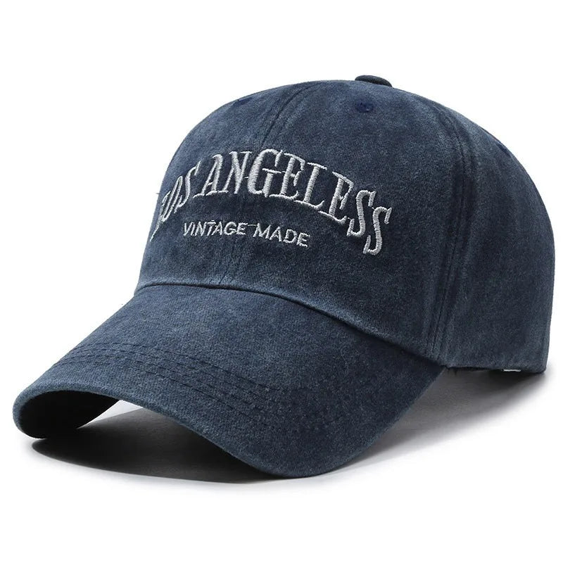 Vintage Distressed Los Angeless Embroidered Baseball Cap Soft Crown Adjustable Streetwear Unisex Hat