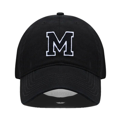 Initial Letter A-Z Embroider Baseball Cap Men Womne Soft Cotton Team Sport Visors Snapback Caps