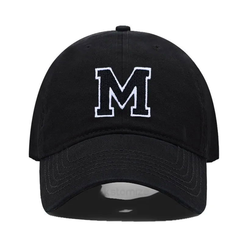 Initial Letter A-Z Embroider Baseball Cap Men Womne Soft Cotton Team Sport Visors Snapback Caps