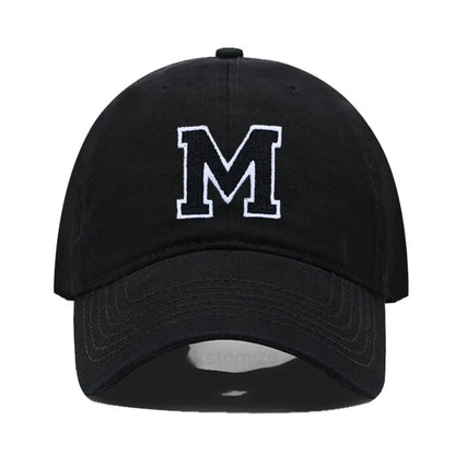 Initial Letter A-Z Embroider Baseball Cap Men Womne Soft Cotton Team Sport Visors Snapback Caps