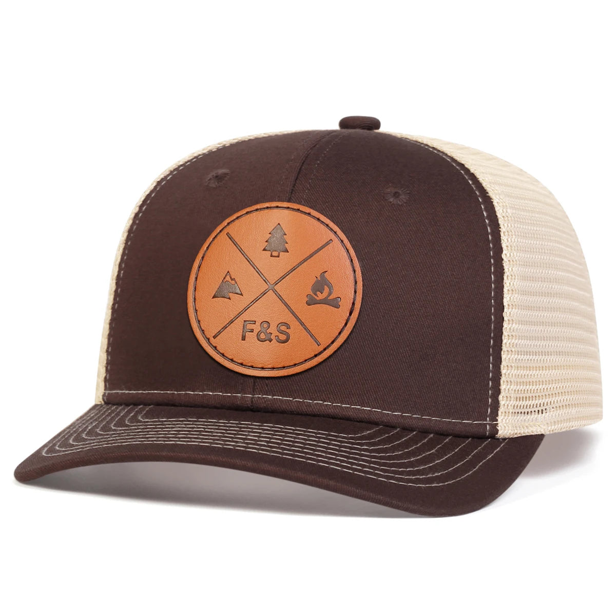 Unisex F S Round Leather Label Baseball Net Caps Spring Summer Outdoor Adjustable Casual Hats