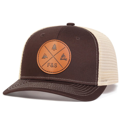 Unisex F S Round Leather Label Baseball Net Caps Spring Summer Outdoor Adjustable Casual Hats