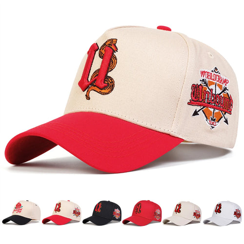 Unisex U Letter Snake Embroidery Baseball Caps Spring Autumn Outdoor Adjustable Casual Hats Hip Hop