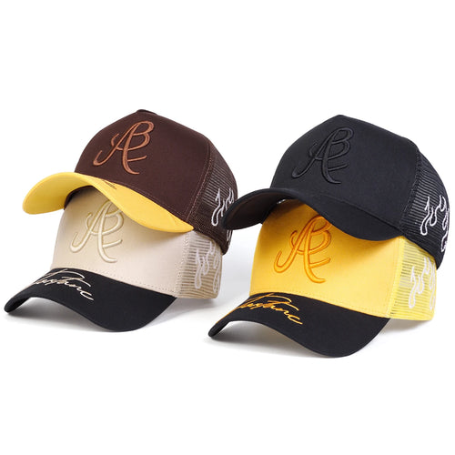Unisex Personality Letter Embroidery Side Flame Baseball Net Caps Spring Summer Outdoor Adjustable