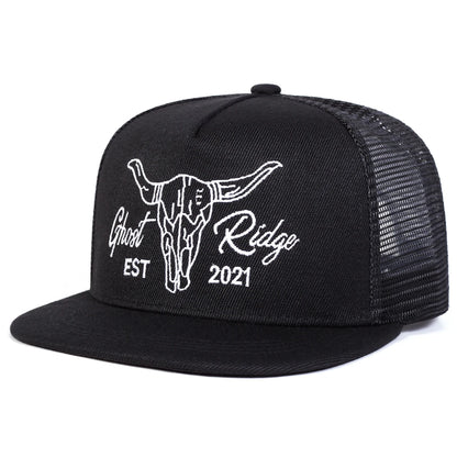Unisex Ox Head Letter Embroidery Hip-Hop Net Hats Spring Summer Outdoor Adjustable Casual Baseball