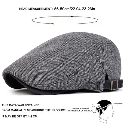 Men Retro Herringbone Grid Newsboy Caps British Painters Hats Spring Autumn Adjustable Flat Cap Hip