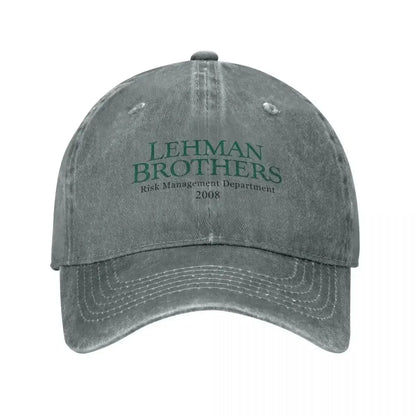 Retro Lehman Brothers Risk Management Department 2008 Trucker Hat Unisex Distressed Washed Headwear