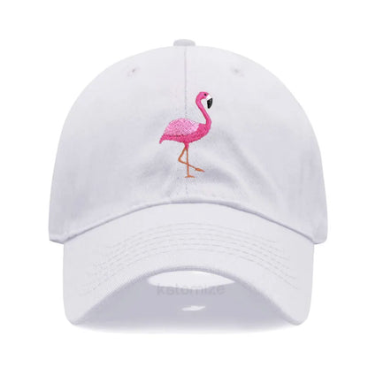Animal Embroidery Flamingo Baseball Caps Men Women Retro Soft Washed Cotton Dad Hat Snapback Cap