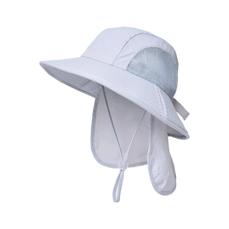 Xinbaoguan 100% Polyester Spring/Summer Outdoor Sunscreen for Boys and Girls, Big brim Shawl, Neck Protection Fisherman's Hat