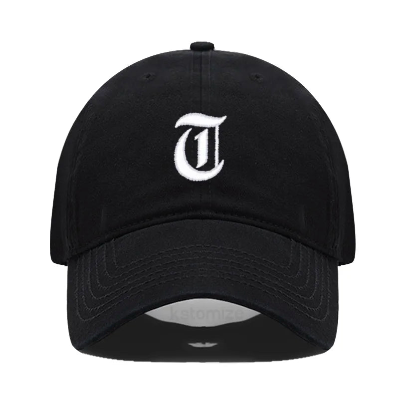 Old English Letter A-Z Embroider Baseball Cap Men Womne Soft Cotton Team Sport Visors Snapback Caps