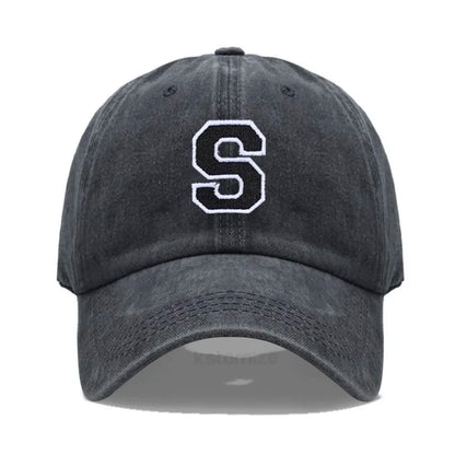 Initial Letter A-Z Embroider Baseball Cap Men Womne Washed Cotton Dad Hat Team Sport Visors Snapback