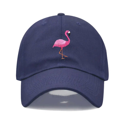 Animal Embroidery Flamingo Baseball Caps Men Women Retro Soft Washed Cotton Dad Hat Snapback Cap