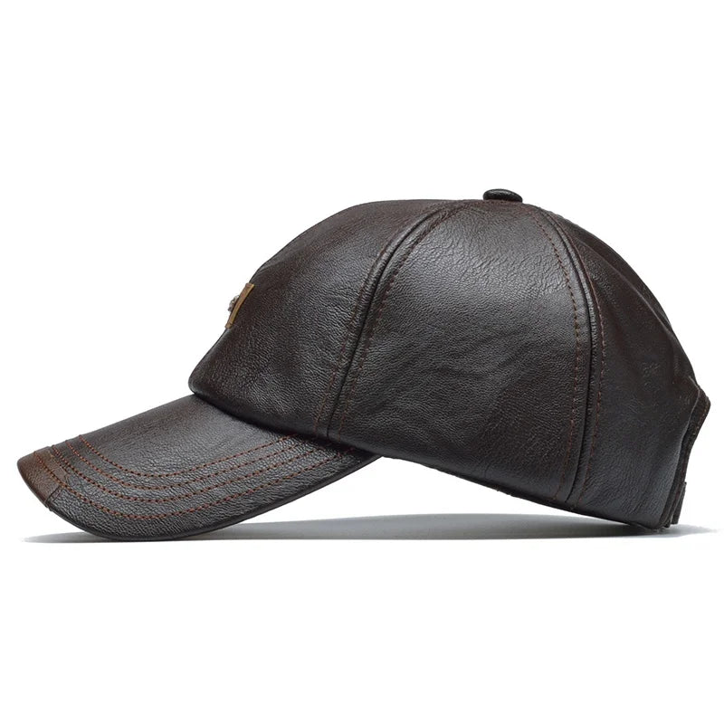 Men Leather Baseball Cap Hip Hop Casual Adjustable Winter Warm Hat Snapback Pu Trucker Caps Gorras