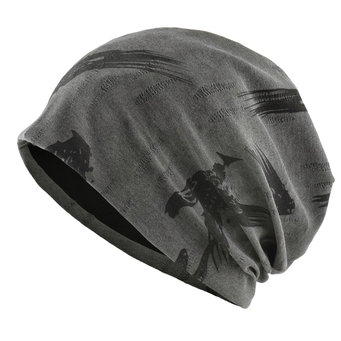 Unisex Chinese-Style Letter-Print Slouchy Beanie Men Women Fashion Loose Style Bonnet Cap Spring Autumn Casual Sport Hats