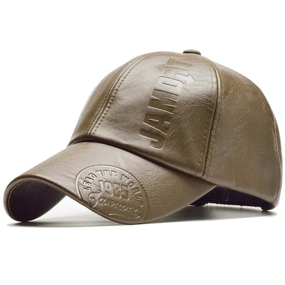 Men Vintage Adjustable Baseball Cap Pu Leather Snapback Hat Para Hombre Mens Trucker Caps Dad Winter